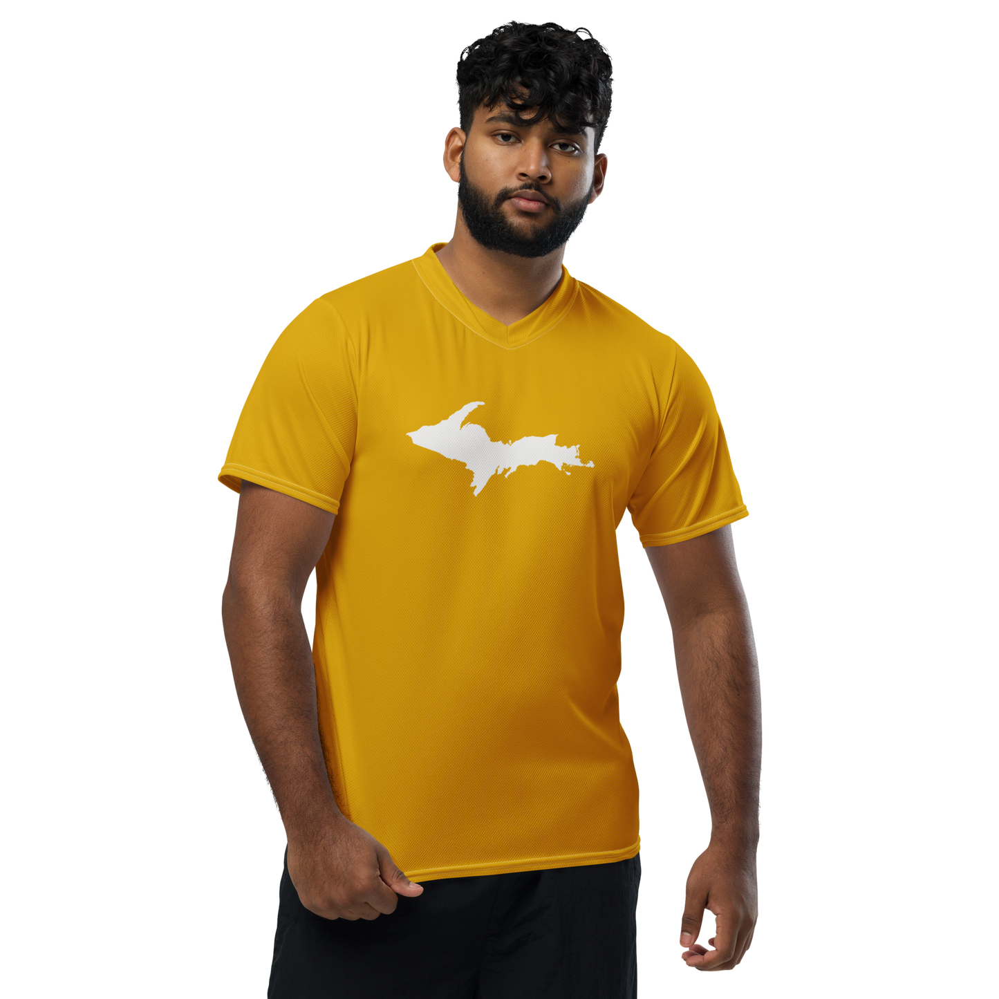 Michigan Upper Peninsula Soccer Jersey (w/ UP Outline) | Unisex - Gold