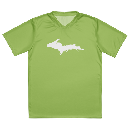 Michigan Upper Peninsula Soccer Jersey (w/ UP Outline) | Unisex - Gooseberry Green