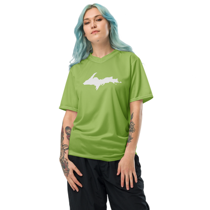 Michigan Upper Peninsula Soccer Jersey (w/ UP Outline) | Unisex - Gooseberry Green