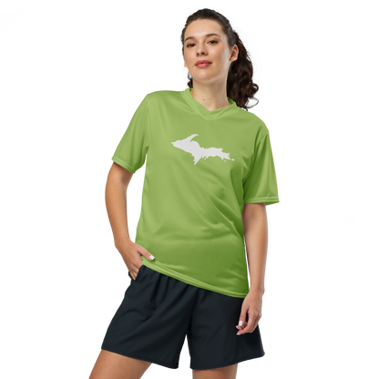 Michigan Upper Peninsula Soccer Jersey (w/ UP Outline) | Unisex - Gooseberry Green