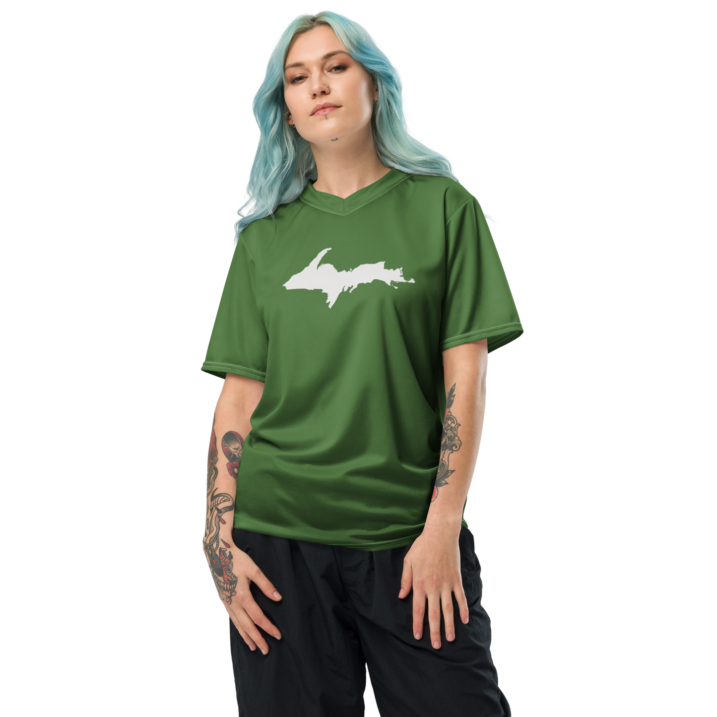 Michigan Upper Peninsula Soccer Jersey (w/ UP Outline) | Unisex - Pine Green