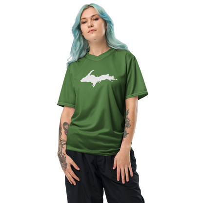 Michigan Upper Peninsula Soccer Jersey (w/ UP Outline) | Unisex - Pine Green