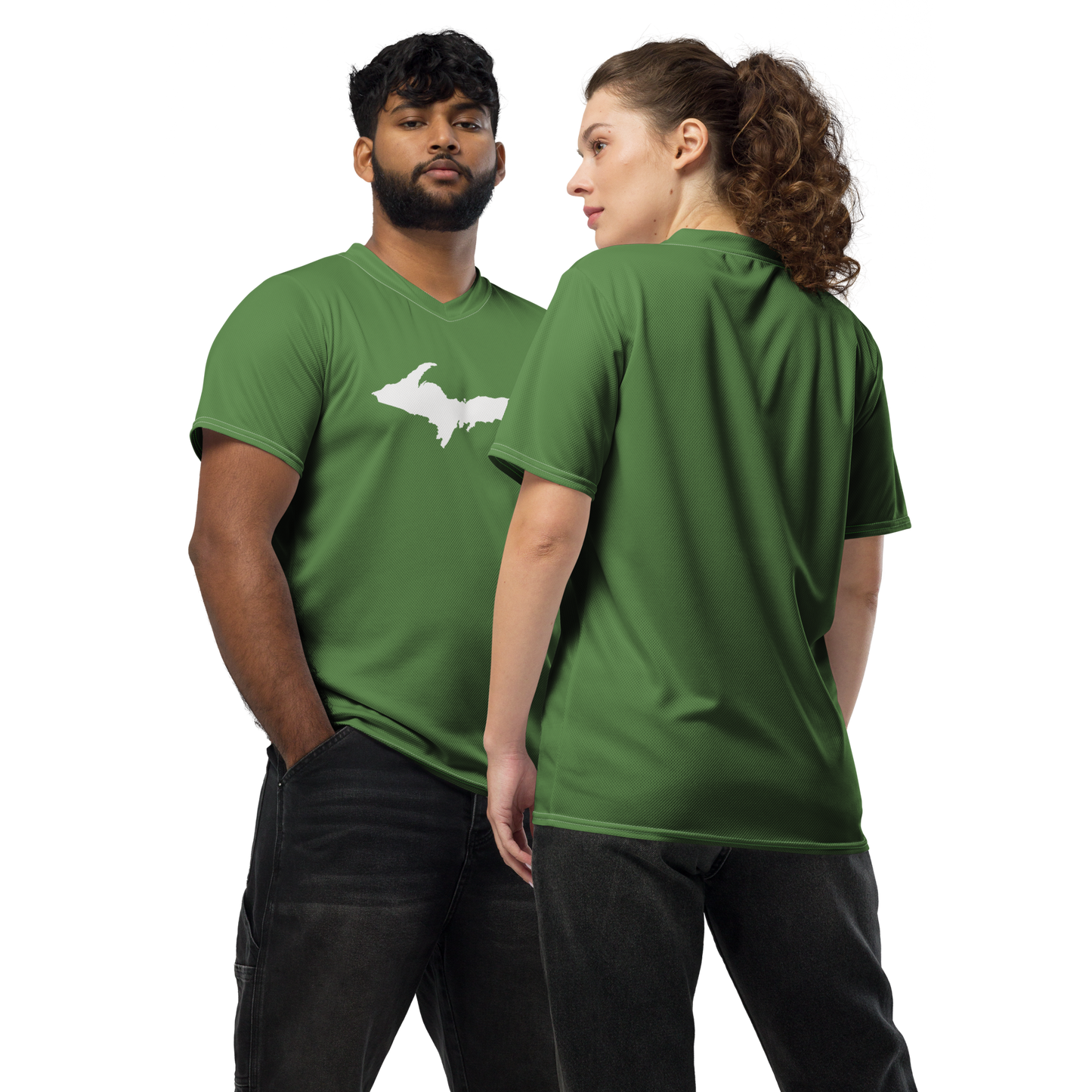 Michigan Upper Peninsula Soccer Jersey (w/ UP Outline) | Unisex - Pine Green