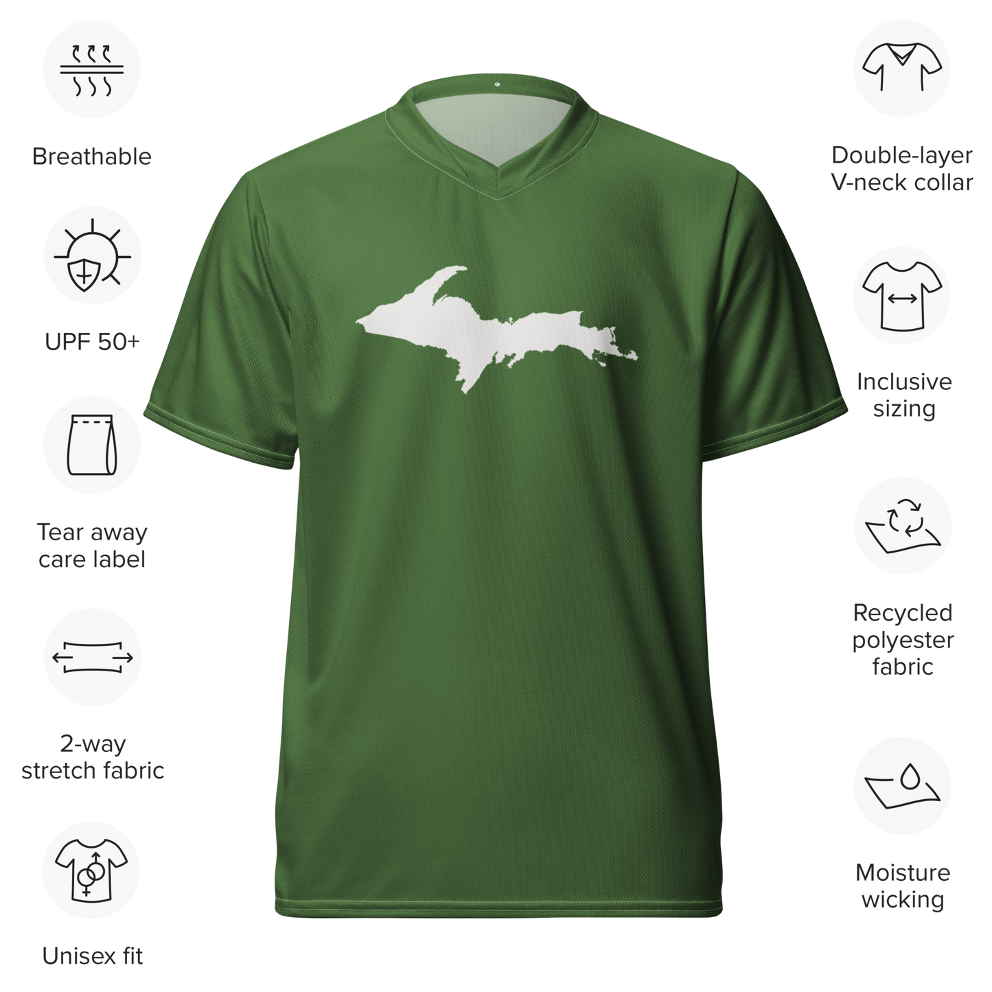 Michigan Upper Peninsula Soccer Jersey (w/ UP Outline) | Unisex - Pine Green