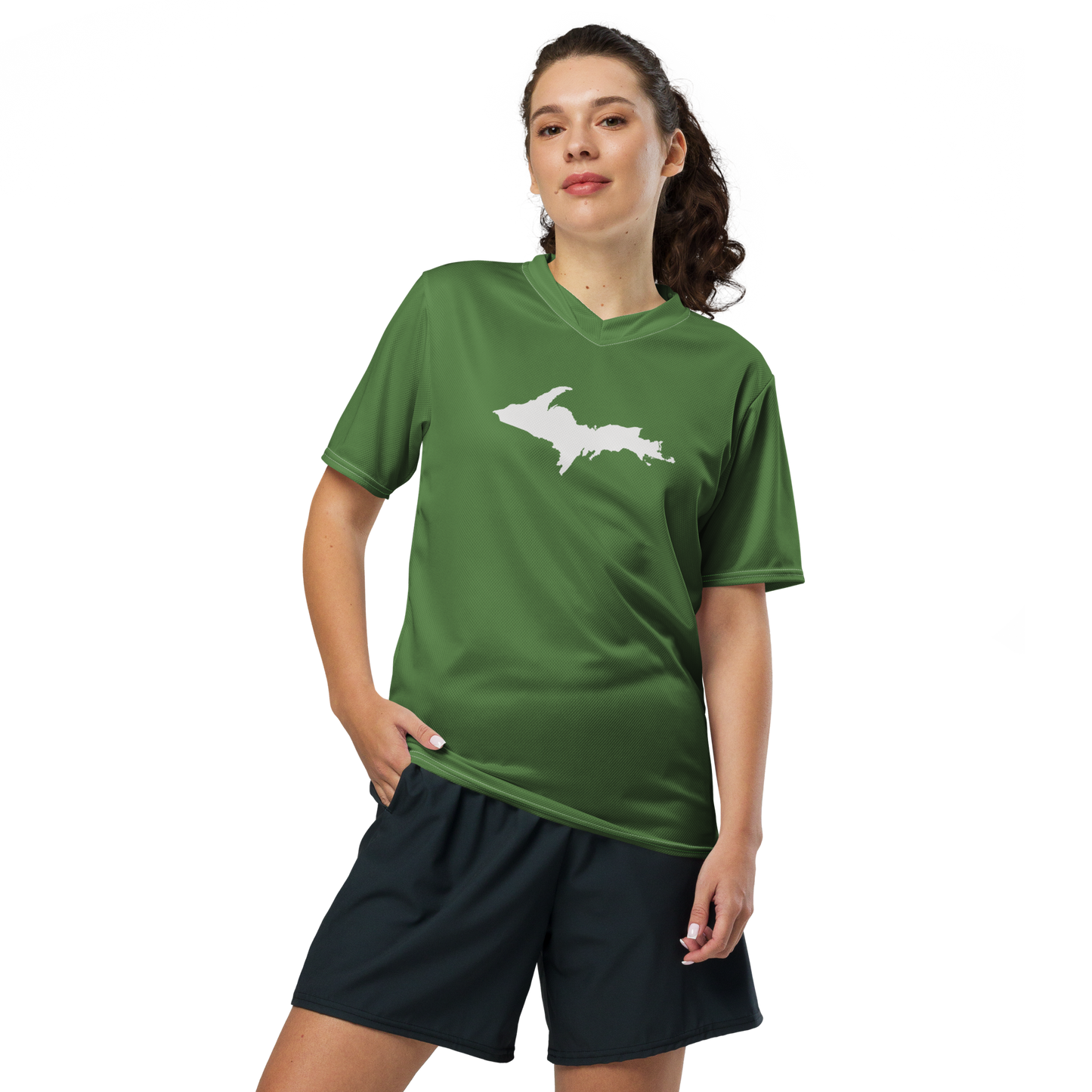 Michigan Upper Peninsula Soccer Jersey (w/ UP Outline) | Unisex - Pine Green