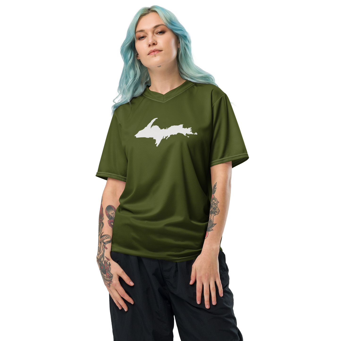 Michigan Upper Peninsula Soccer Jersey (w/ UP Outline) | Unisex - Army Green