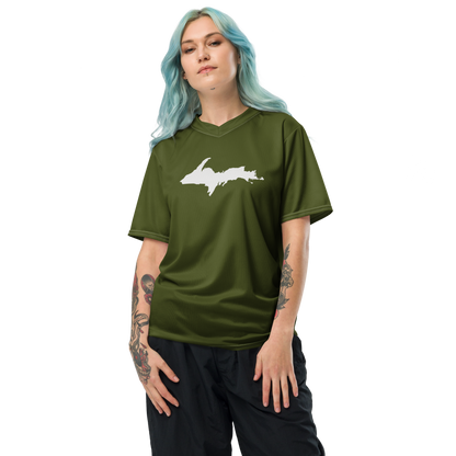 Michigan Upper Peninsula Soccer Jersey (w/ UP Outline) | Unisex - Army Green