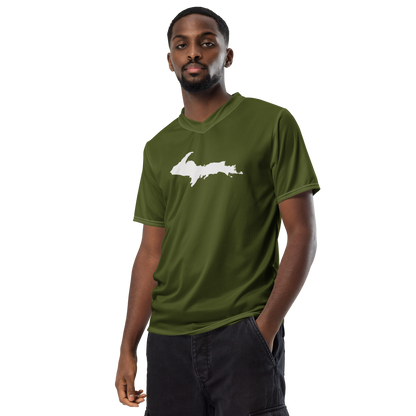 Michigan Upper Peninsula Soccer Jersey (w/ UP Outline) | Unisex - Army Green