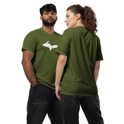 Michigan Upper Peninsula Soccer Jersey (w/ UP Outline) | Unisex - Army Green