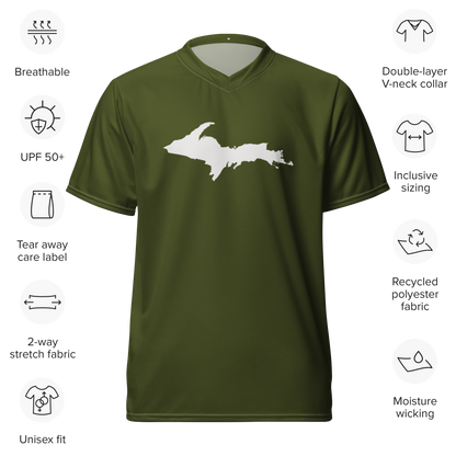 Michigan Upper Peninsula Soccer Jersey (w/ UP Outline) | Unisex - Army Green