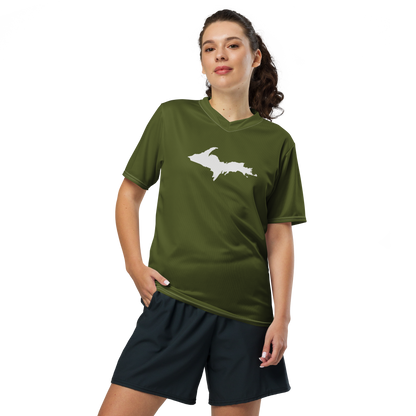 Michigan Upper Peninsula Soccer Jersey (w/ UP Outline) | Unisex - Army Green