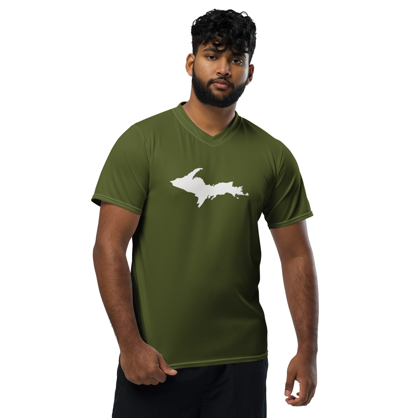 Michigan Upper Peninsula Soccer Jersey (w/ UP Outline) | Unisex - Army Green