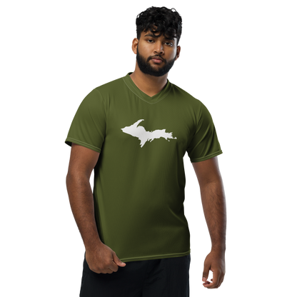 Michigan Upper Peninsula Soccer Jersey (w/ UP Outline) | Unisex - Army Green