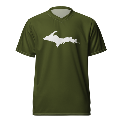 Michigan Upper Peninsula Soccer Jersey (w/ UP Outline) | Unisex - Army Green