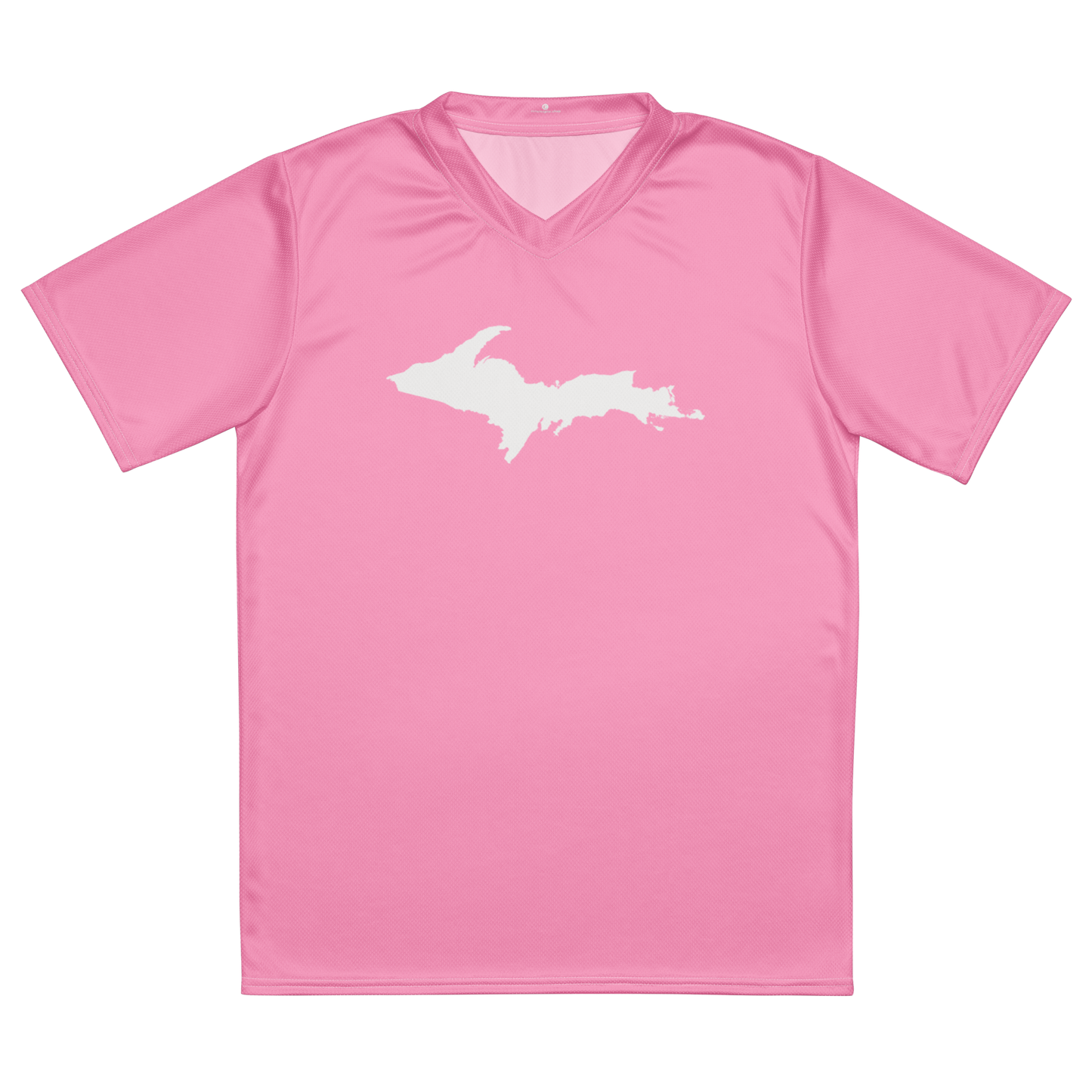 Michigan Upper Peninsula Soccer Jersey (w/ UP Outline) | Unisex - '67 Caddie Pink