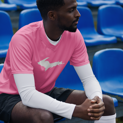 Michigan Upper Peninsula Soccer Jersey (w/ UP Outline) | Unisex - '67 Caddie Pink