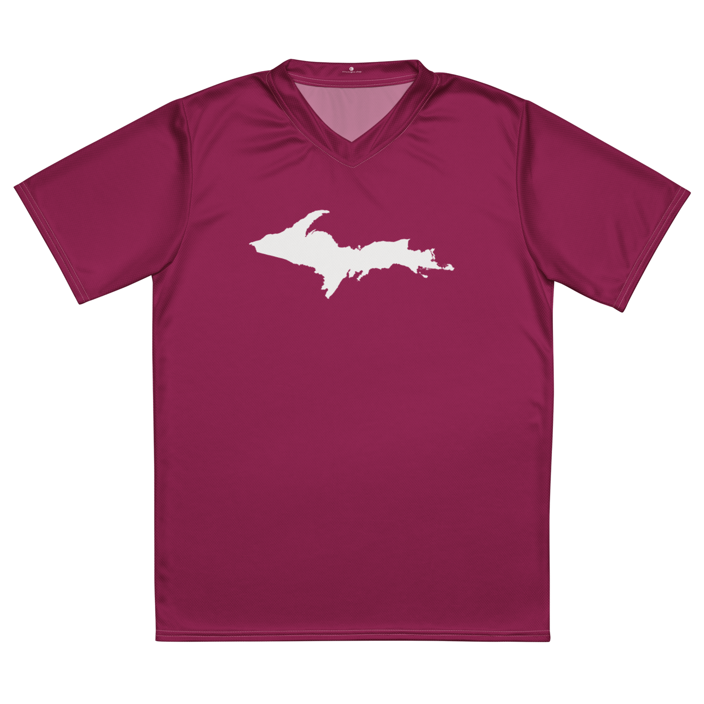 Michigan Upper Peninsula Soccer Jersey (w/ UP Outline) | Unisex - Ruby Red