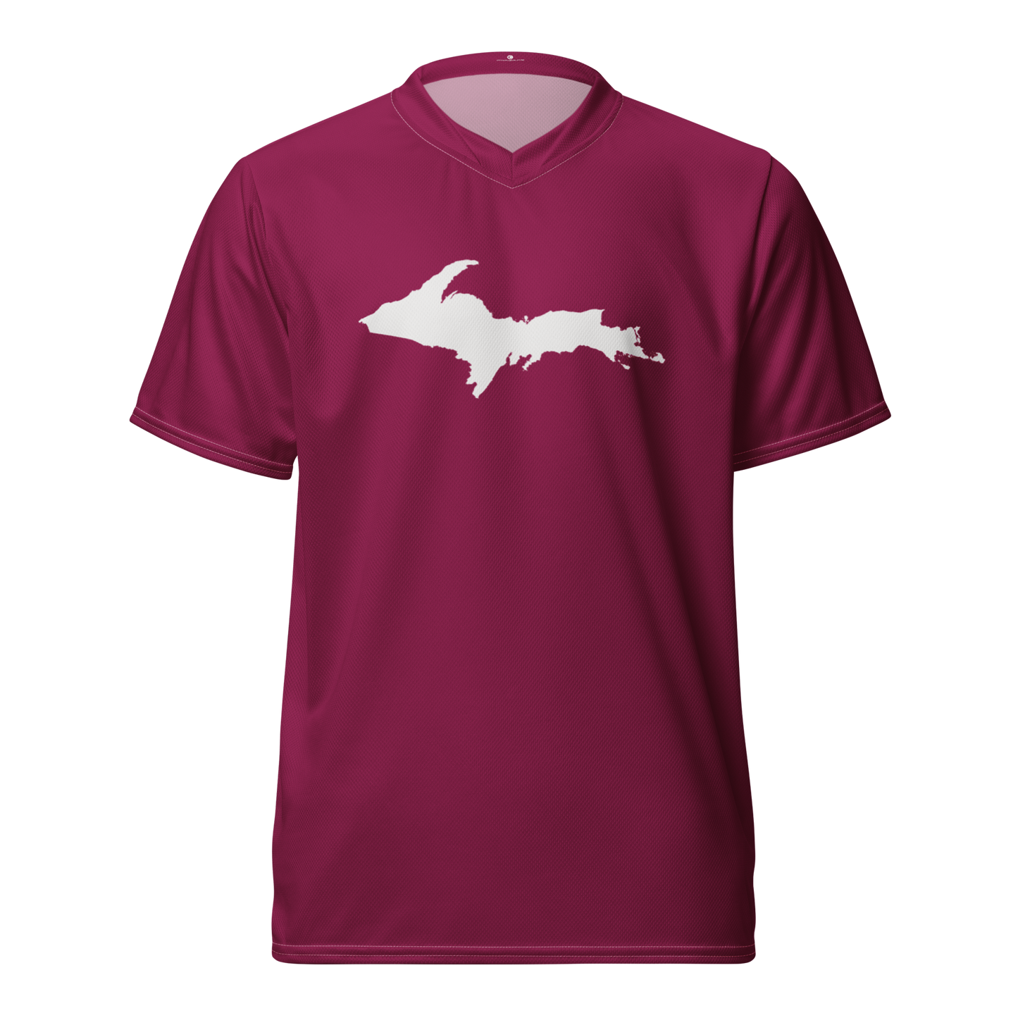 Michigan Upper Peninsula Soccer Jersey (w/ UP Outline) | Unisex - Ruby Red