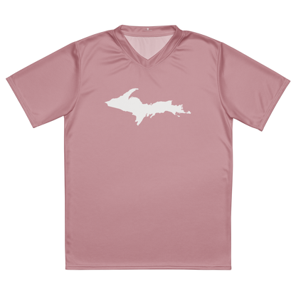 Michigan Upper Peninsula Soccer Jersey (w/ UP Outline) | Unisex - Cherry Blossom Pink