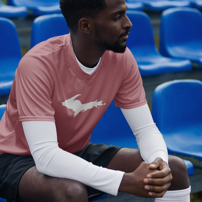 Michigan Upper Peninsula Soccer Jersey (w/ UP Outline) | Unisex - Cherry Blossom Pink