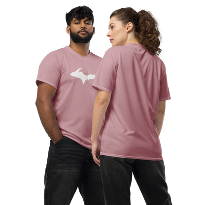 Michigan Upper Peninsula Soccer Jersey (w/ UP Outline) | Unisex - Cherry Blossom Pink