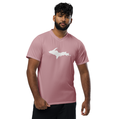 Michigan Upper Peninsula Soccer Jersey (w/ UP Outline) | Unisex - Cherry Blossom Pink