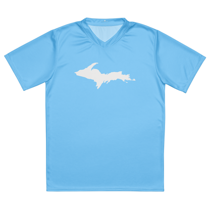 Michigan Upper Peninsula Soccer Jersey (w/ UP Outline) | Unisex - DTW Blue