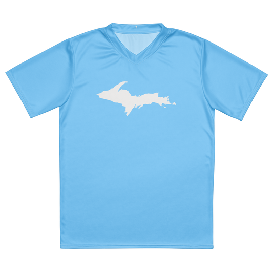 Michigan Upper Peninsula Soccer Jersey (w/ UP Outline) | Unisex - DTW Blue