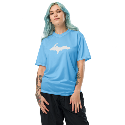 Michigan Upper Peninsula Soccer Jersey (w/ UP Outline) | Unisex - DTW Blue