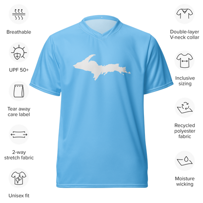 Michigan Upper Peninsula Soccer Jersey (w/ UP Outline) | Unisex - DTW Blue