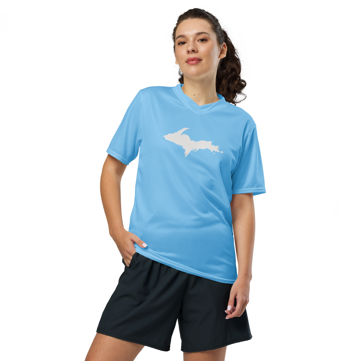 Michigan Upper Peninsula Soccer Jersey (w/ UP Outline) | Unisex - DTW Blue