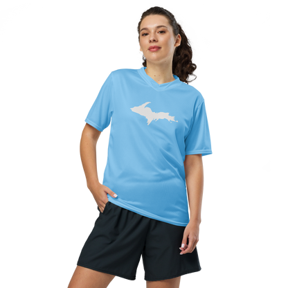 Michigan Upper Peninsula Soccer Jersey (w/ UP Outline) | Unisex - DTW Blue