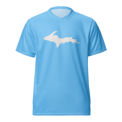 Michigan Upper Peninsula Soccer Jersey (w/ UP Outline) | Unisex - DTW Blue