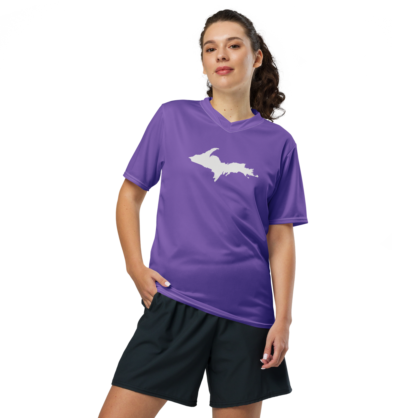 Michigan Upper Peninsula Soccer Jersey (w/ UP Outline) | Unisex - Lake Iris