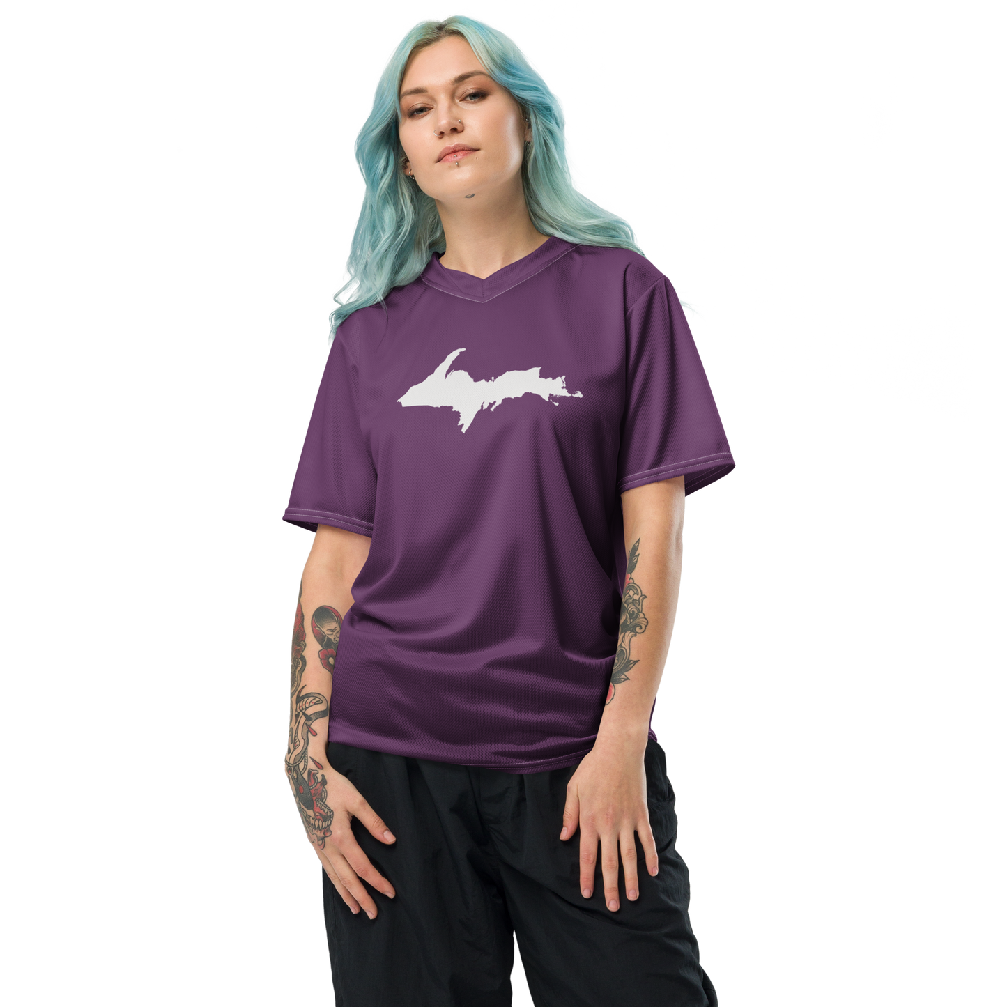 Michigan Upper Peninsula Soccer Jersey (w/ UP Outline) | Unisex - Plum