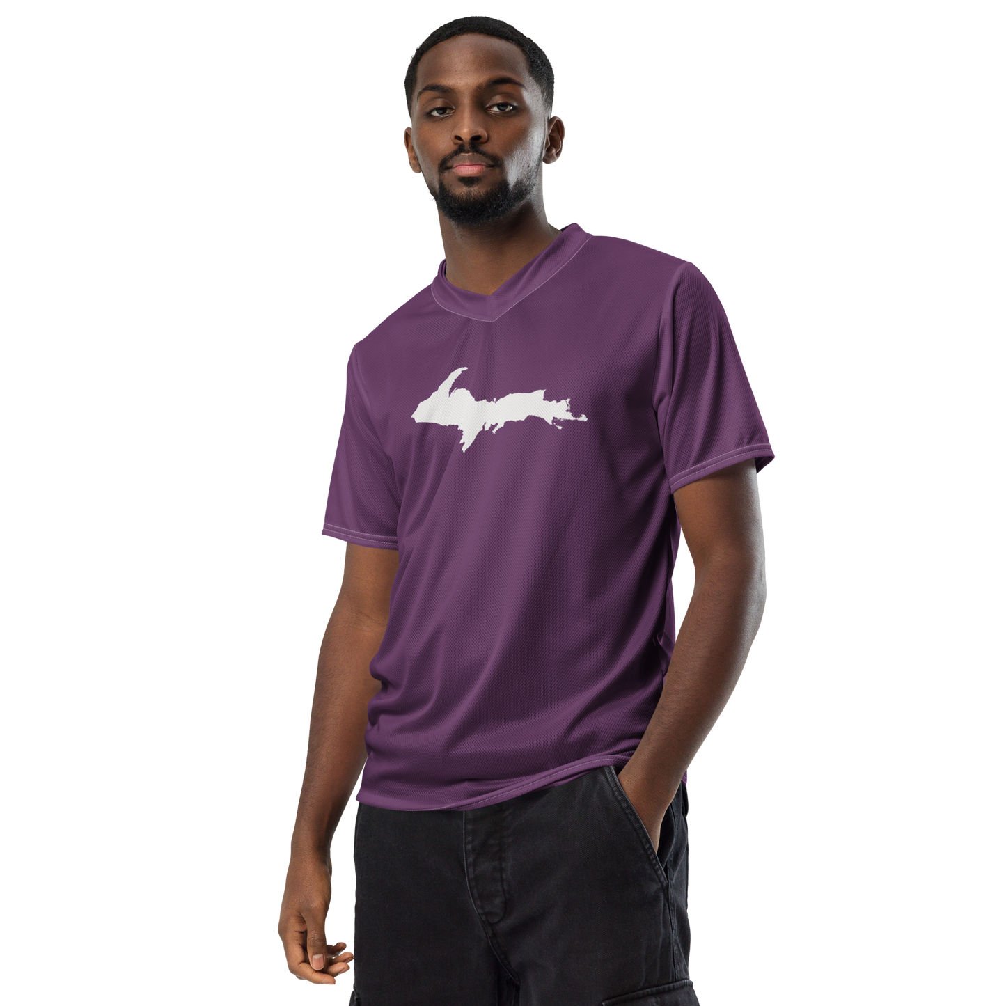 Michigan Upper Peninsula Soccer Jersey (w/ UP Outline) | Unisex - Plum