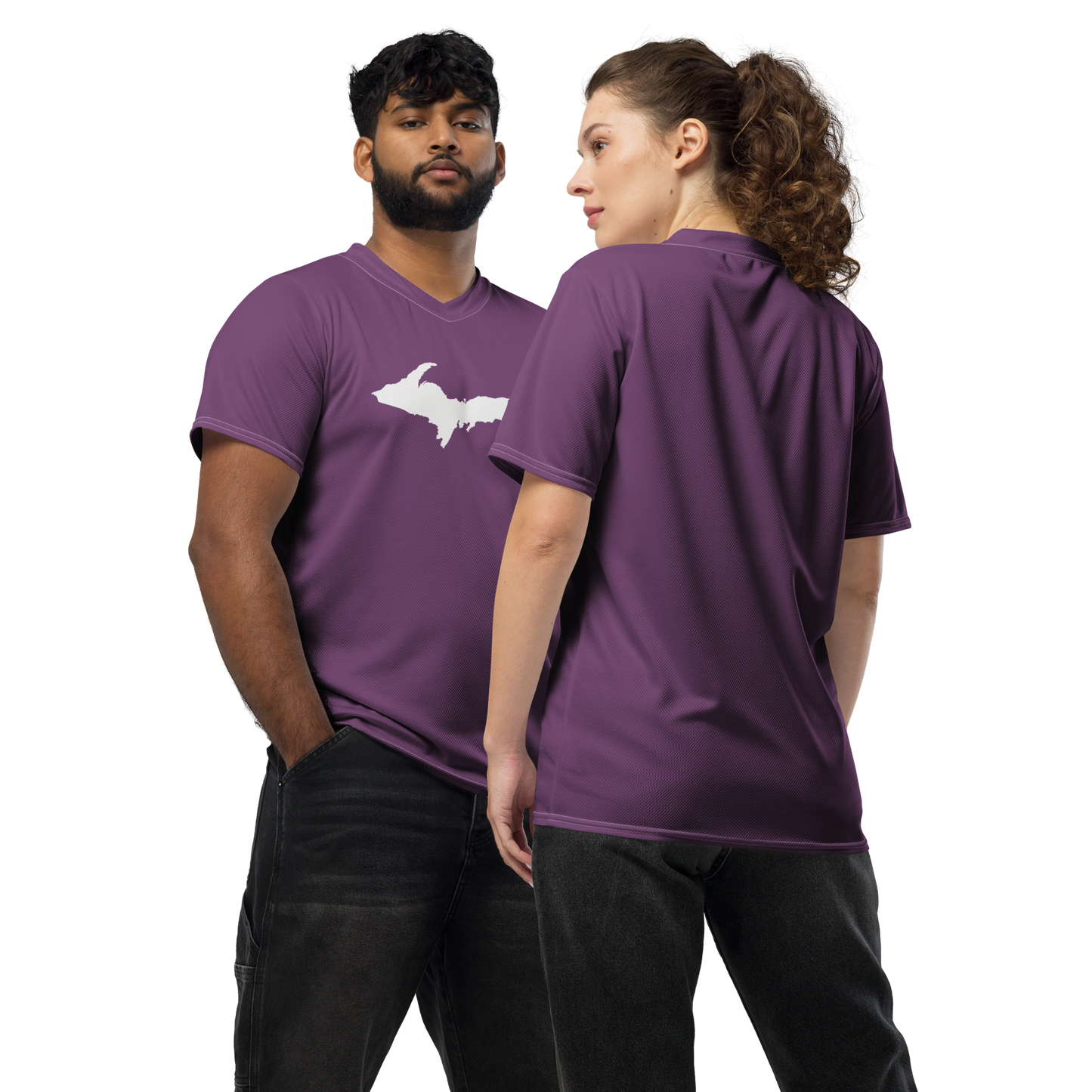 Michigan Upper Peninsula Soccer Jersey (w/ UP Outline) | Unisex - Plum