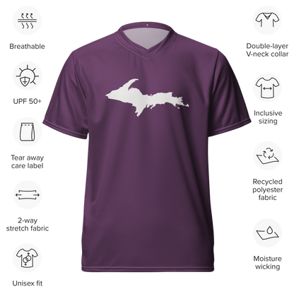 Michigan Upper Peninsula Soccer Jersey (w/ UP Outline) | Unisex - Plum