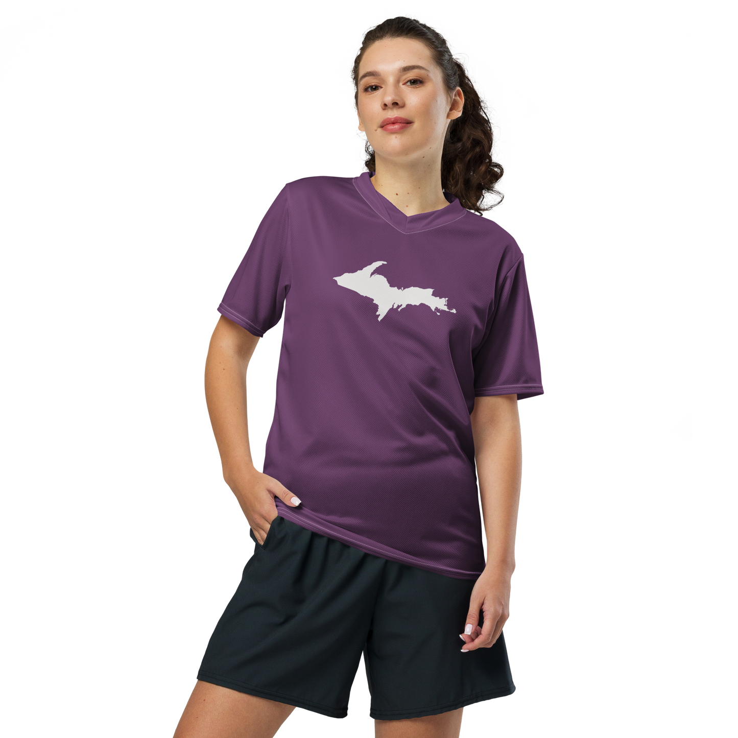 Michigan Upper Peninsula Soccer Jersey (w/ UP Outline) | Unisex - Plum