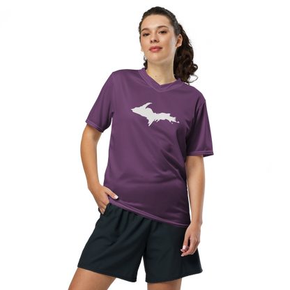 Michigan Upper Peninsula Soccer Jersey (w/ UP Outline) | Unisex - Plum