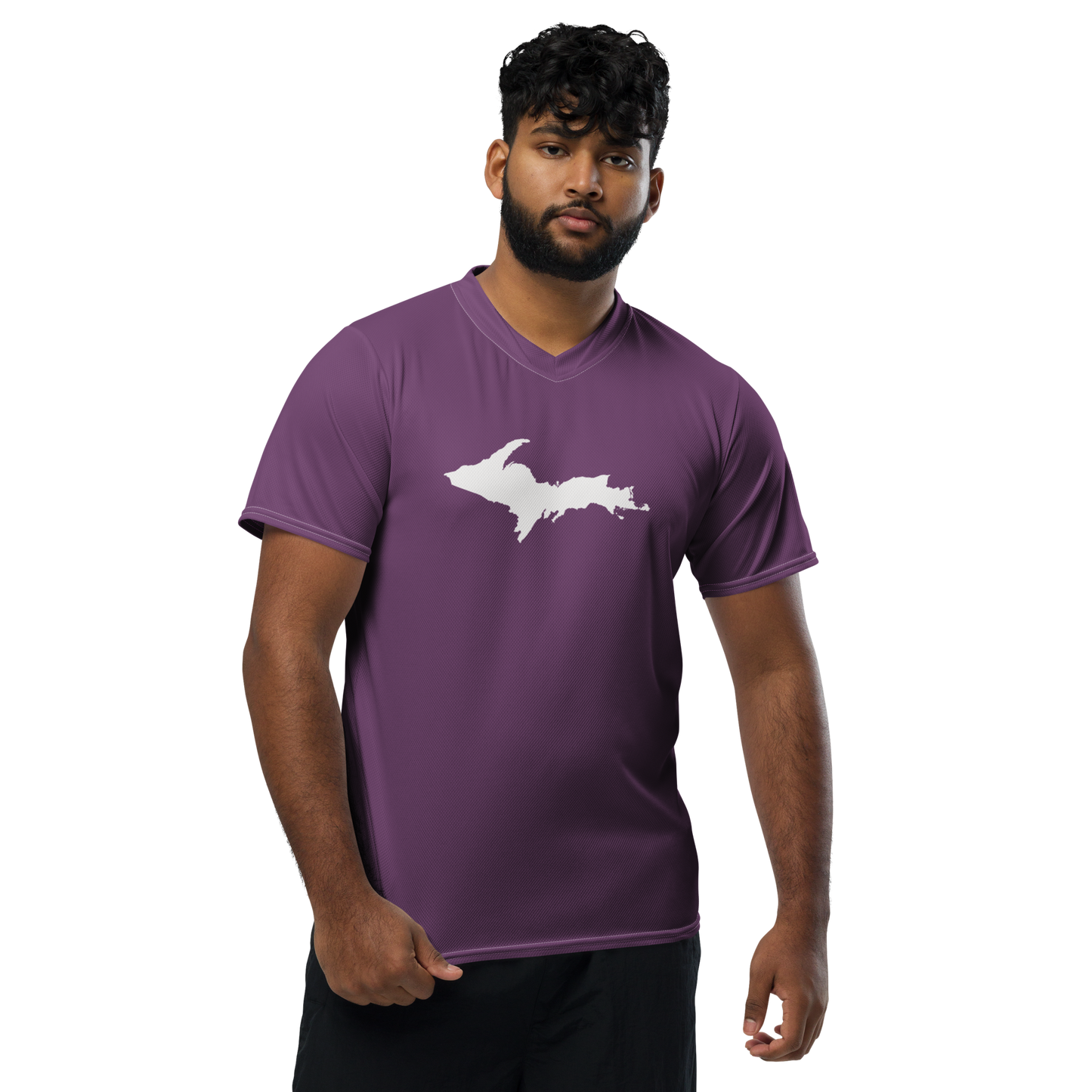 Michigan Upper Peninsula Soccer Jersey (w/ UP Outline) | Unisex - Plum