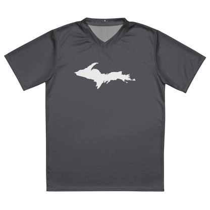 Michigan Upper Peninsula Soccer Jersey (w/ UP Outline) | Unisex - Iron Ore Grey