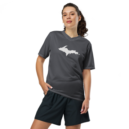 Michigan Upper Peninsula Soccer Jersey (w/ UP Outline) | Unisex - Iron Ore Grey