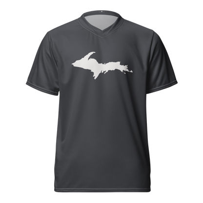 Michigan Upper Peninsula Soccer Jersey (w/ UP Outline) | Unisex - Iron Ore Grey