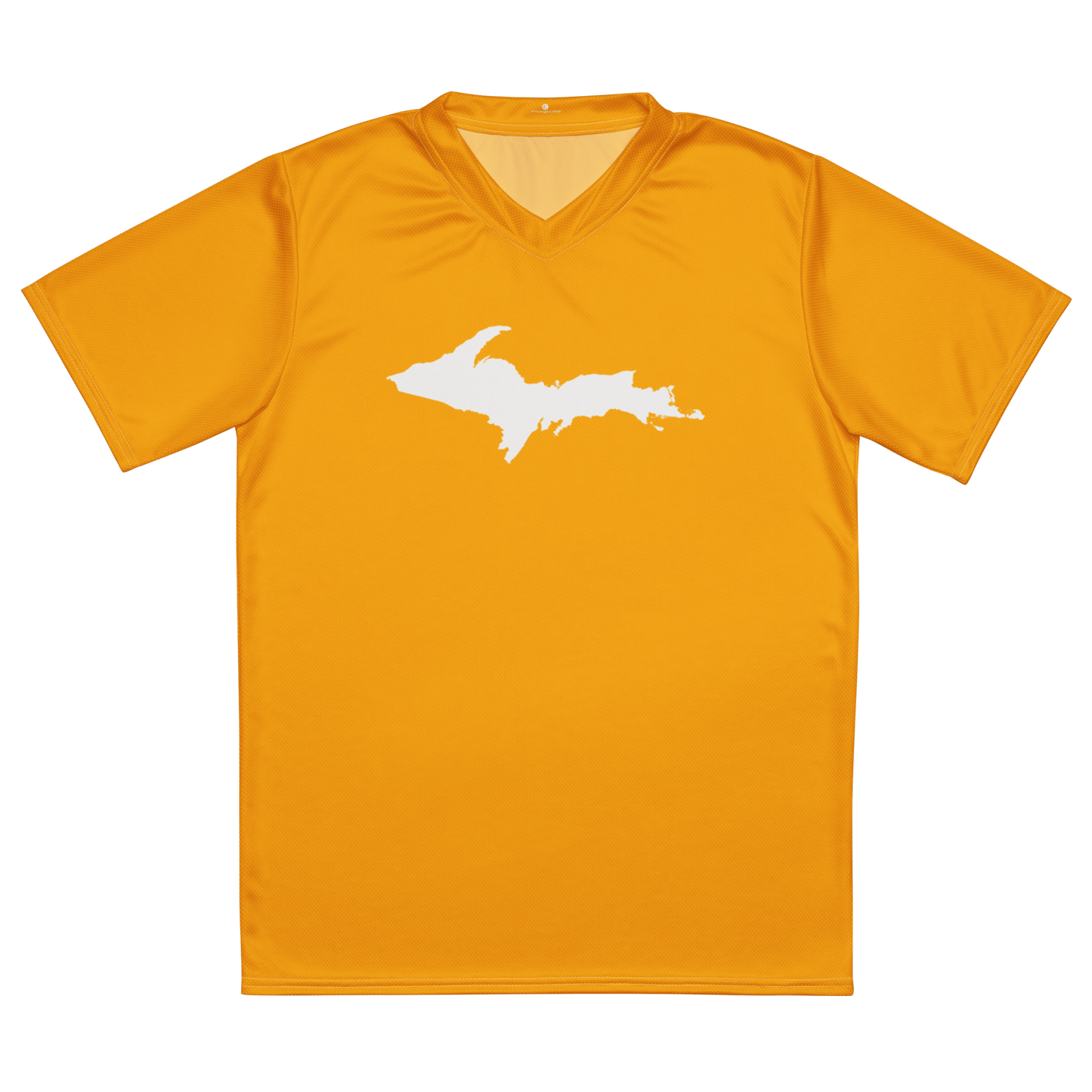 Michigan Upper Peninsula Soccer Jersey (w/ UP Outline) | Unisex - Birch Bark Orange