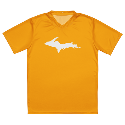 Michigan Upper Peninsula Soccer Jersey (w/ UP Outline) | Unisex - Birch Bark Orange