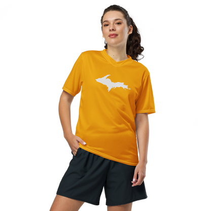 Michigan Upper Peninsula Soccer Jersey (w/ UP Outline) | Unisex - Birch Bark Orange