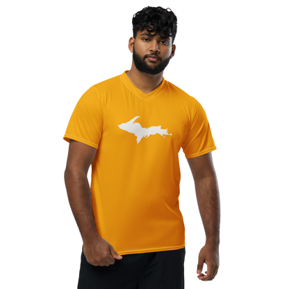 Michigan Upper Peninsula Soccer Jersey (w/ UP Outline) | Unisex - Birch Bark Orange