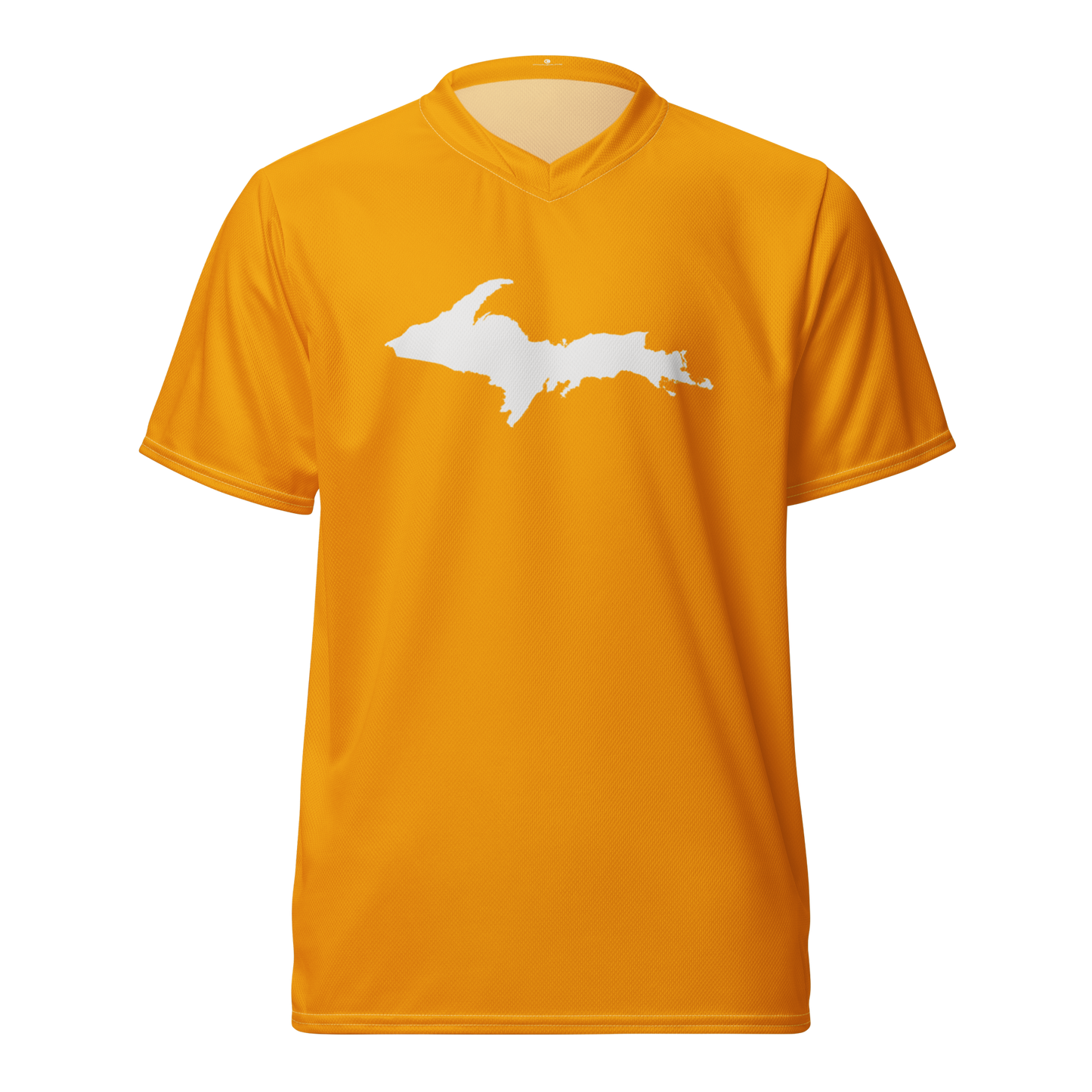 Michigan Upper Peninsula Soccer Jersey (w/ UP Outline) | Unisex - Birch Bark Orange