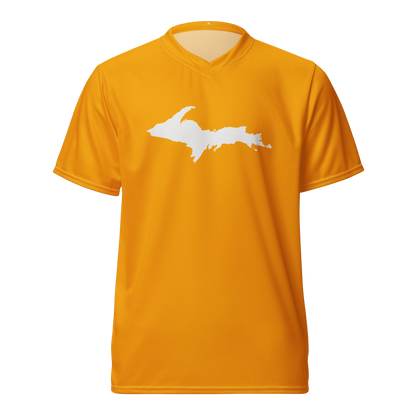 Michigan Upper Peninsula Soccer Jersey (w/ UP Outline) | Unisex - Birch Bark Orange